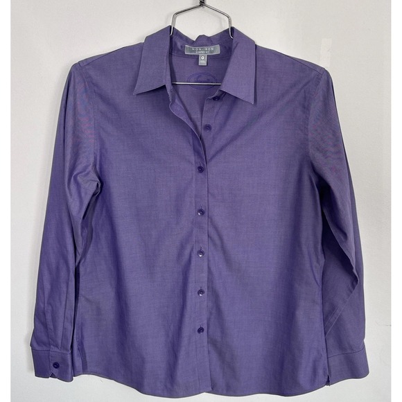 Foxcroft Tops - Foxcroft Non Iron Shaped Fit Long Sleeve Button‎ Up Blouse Shirt Purple Career 8